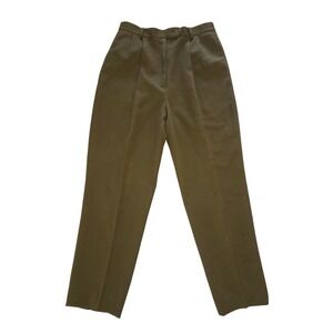 VTG Career Essentials Womens Olive Green Pleated Wool Dress Pants Size 6